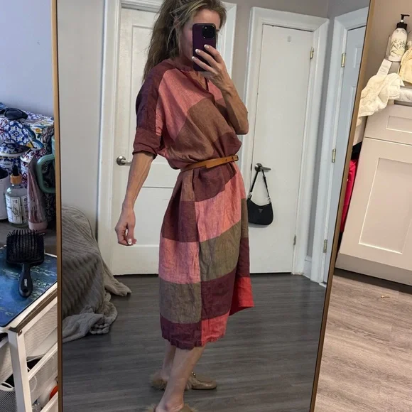 Humanoid Oversized Linen Striped Dress  Made in Romania - Picture 6 of 9